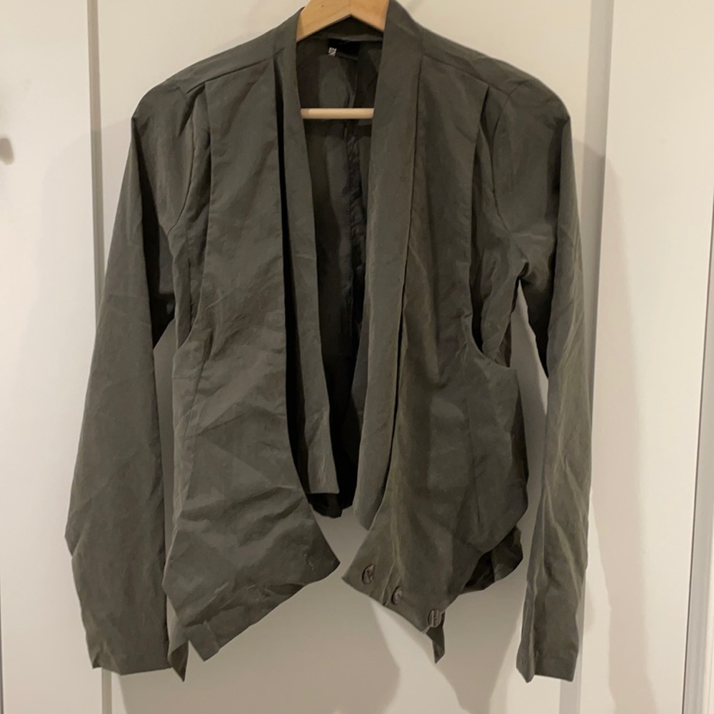 Draped Olive Green Lightweight Jacket